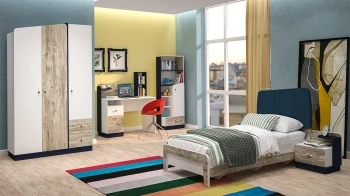 Stil 3 Qapılı Dolab (Mavi)-2